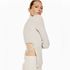 Aritzia Babaton sculpt knit long sleeve top, tie back size medium